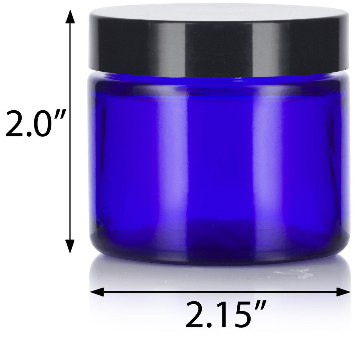 2 oz Cobalt Blue Glass Jar with Black Foam Lined Lid (12 Pack)