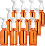 1 oz / 30 ml Rose Gold Glass Boston Round Bottle with White Lotion Pump (12 pack)