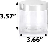 16 oz Clear Plastic Straight Sided Jar with Metal Silver Overshell Lid ( 12 Pack)