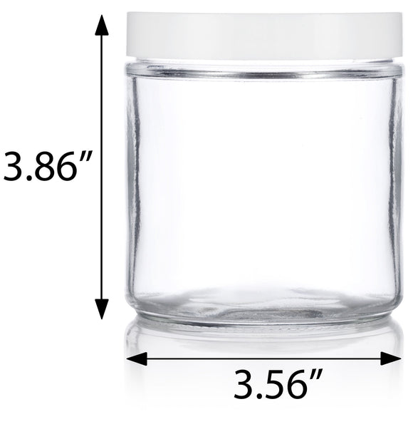 Clear Thick Glass Straight Sided Jars with White Foam Lined Lids ( 12 Pack) - JUVITUS