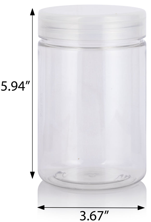25 oz Clear Plastic Straight Sided Jar with Natural Clear Flip Top (12 Pack)