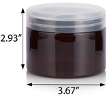 12 oz Amber Plastic Low Profile Jar in with Clear Natural Flip Top Cap (12 Pack)