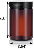 25 oz Amber PET (BPA Free) Plastic Straight Sided Jar with Black Flip Top Cap (12 Pack)