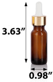 0.5 oz / 15 ml Amber Glass Boston Round Bottle with Gold Dropper (12 Pack) + Travel Foam Bottle