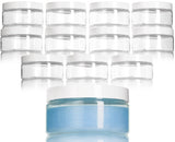 8 oz Clear Plastic Low Profile Jar with White Foam Lined Lid (12 Pack)