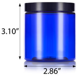 8 oz Cobalt Blue Plastic Jar with White Foam Lined Lid ( 12 Pack) - JUVITUS
