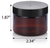 3 oz Amber PET Plastic Straight Sided Jar in with Black Foam Lined Lid (12 Pack)