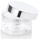 4 oz Clear PET Plastic (BPA Free) Low Profile Jar with Silver Metal Overshell Lid