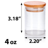 4 oz Tall Clear Glass Borosilicate Jar with Bamboo Lid (12 Pack)