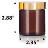 4 oz Amber Thick Glass Straight Sided Jar Gold Overshell Lid (12 Pack)