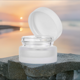 .17 oz / 5 ml Frosted Clear Glass Balm Jar with White Foam Lined Lid (12 Pack)