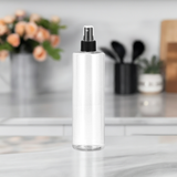 Clear Plastic PET Cylinder Bottle with Black Fine Mist Sprayer (12 Pack)