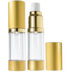 Refillable Airless Spray Bottle in Gold - .5 oz / 15 ml - JUVITUS