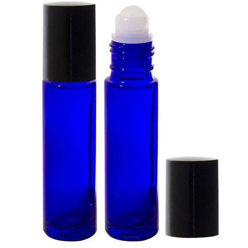 Cobalt Blue Glass Roll On Bottle With Roll On Applicator 33 Oz 10 Ml 0371