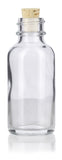 Clear Glass Boston Round Cork Bottle with Natural Stopper - 1 oz / 30 ml