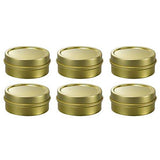 Gold Metal Steel Tin Flat Containers with Tight Sealed Lid Cover  - 0.5 oz