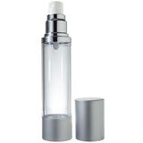 Refillable Set Airless Pump and Spray Bottle in Silver Matte - 1.7 oz / 50 ml - JUVITUS