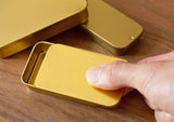Gold Metal Slide Top Tin Container Set (Small, Medium, Large) - 6 piece- 2 of each size