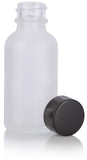 Frosted Clear Glass Boston Round Bottle with Black Phenolic Cap - 1 oz / 30 ml