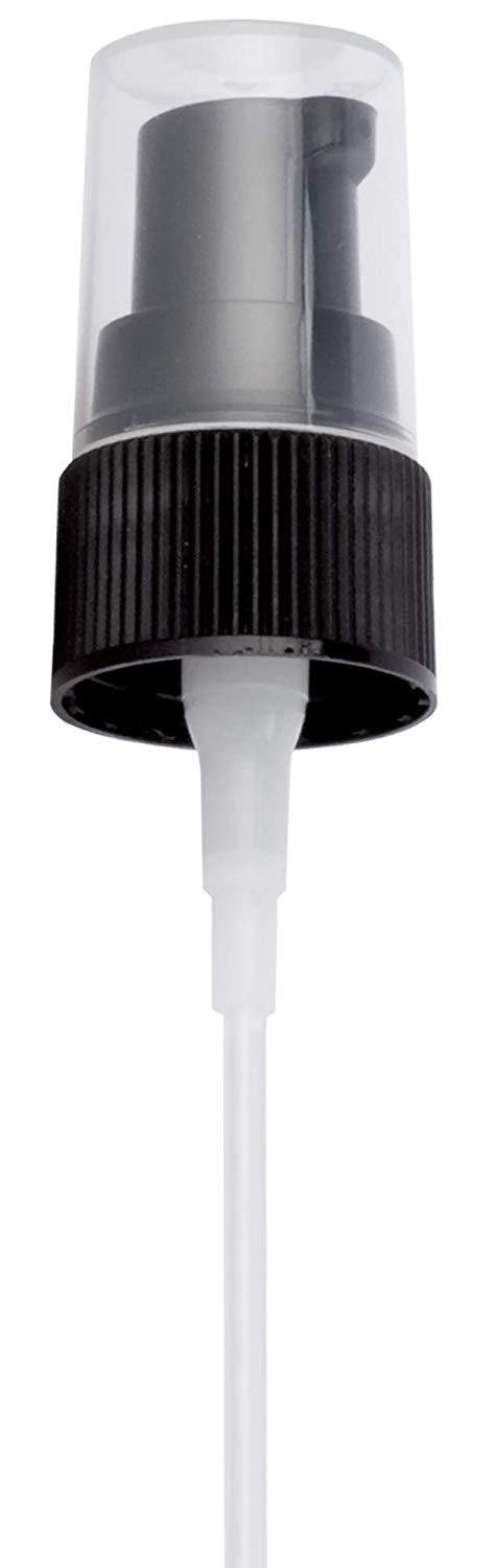 20-410 Black Ribbed Treatment Pump Top Closure, 3.75 inch dip tube length (12 PACK)