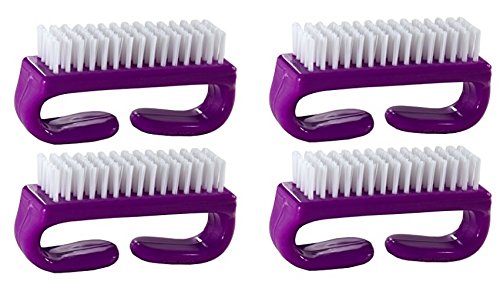 Nail Brush with Durable Plastic Handle - Purple, 4 Pack