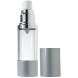 Refillable Set Airless Pump and Spray Bottle in Silver Matte - 1 oz / 30 ml