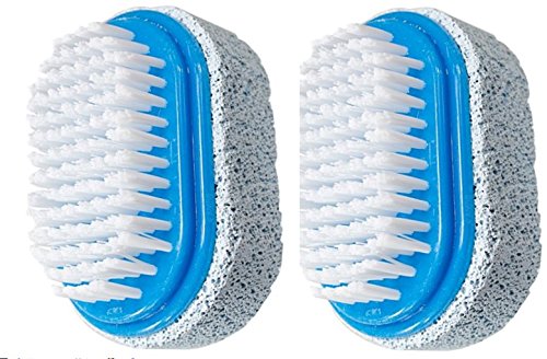 JUVITUS Two Sided Foot Scrubber: Pumice Stone Smoother & Bristle Brush Foot Exfoliator - Blue, 2 Pack