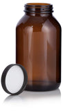 Amber Glass Packer Bottle with Black Ribbed Lid - 17 oz / 500 ml