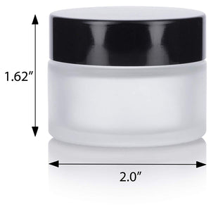 Glass Balm Jar in Frosted Clear with Black Foam Lined Lid - 1 oz / 30 ml