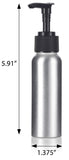 Silver Metal Aluminum Bottle with Black Lotion Pump - 2.7 oz / 80 ml