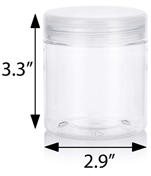 8 oz Clear Plastic Straight Sided Jar with Natural Clear Flip Top