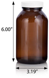Amber Glass Packer Bottle with White Ribbed Lid - 17 oz / 500 ml
