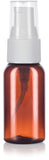 Amber Plastic Boston Round Treatment Pump Bottle with White Top - 1 oz / 30 ml