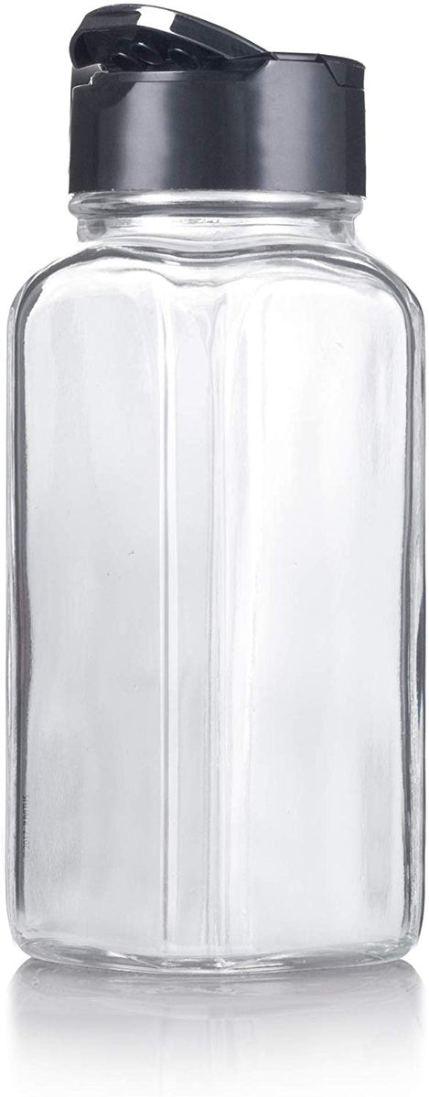 4 oz clear glass square spice bottle with 43-485 neck finish