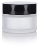 Glass Balm Jar in Frosted Clear with Black Foam Lined Lid - 1 oz / 30 ml