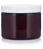 Plastic Low Profile Jar in Amber with White Foam Lined Lid - 6 oz / 180 ml