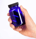 Cobalt Blue Glass Packer Bottle with Black Ribbed Lid - 5 oz / 150 ml