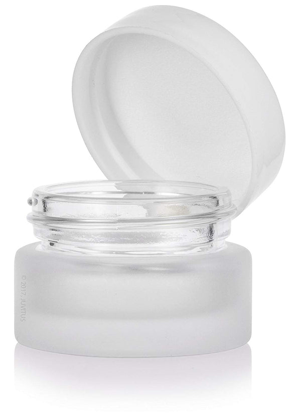 Glass Balm Jar in Frosted Clear with White Foam Lined Lid - .17 oz / 5 ml