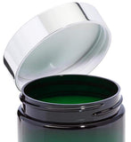 Plastic Jar in Green with Silver Metal Overshell Lid - 4 oz / 120 ml
