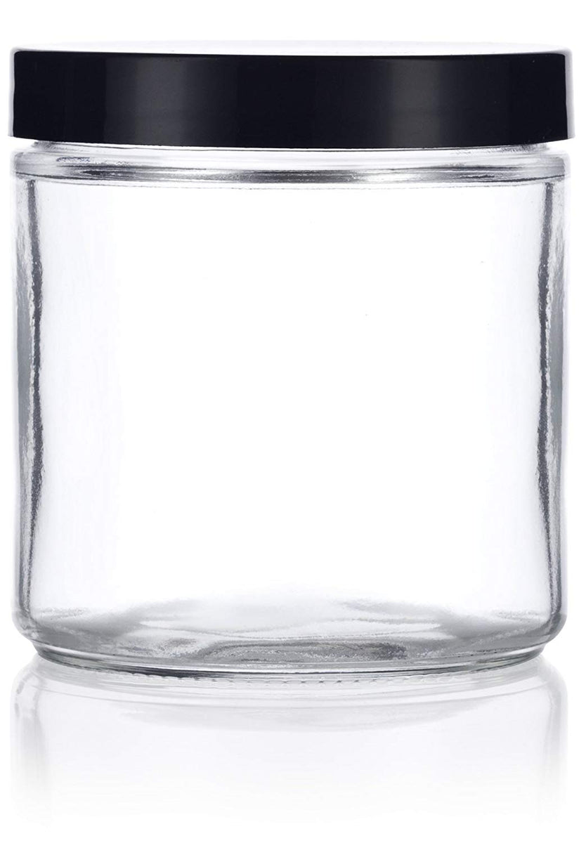 16 Oz. CLEAR GLASS Jar Straight Sided With Beautiful Gold Lids / Perfect  for Scrubs, Salt Baths, Cosmetics, Creams, Lotion or DIY Candles 