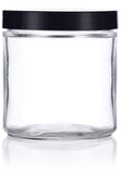 Glass Jar in Clear with Black Foam Lined Lid - 16 oz / 480 ml