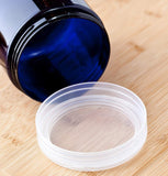 Plastic Low Profile Jar in Cobalt Blue with Natural Clear Flip Top Cap - 16 oz / 480 ml