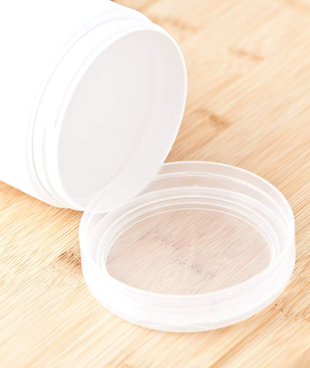 Clear Round Wide-Mouth Plastic Jars - 3 oz, White Cap