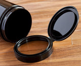 Plastic Extra Low Profile Jar in Amber with Black Flip Top Cap - 4 oz / 120 ml