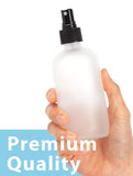 4 oz Frosted Clear Glass Boston Round Bottle with Black Fine Mist Sprayer (6 Pack)