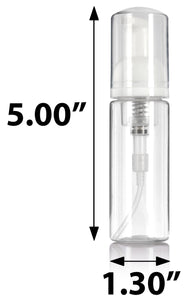 Clear Plastic Foaming Bottle with White Foam Pump Dispenser - 1.7 oz / 50 ml - JUVITUS