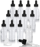 Clear Glass Boston Round Bottle With Black Graduated Measurement Glass Dropper (12 Pack)