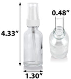 Clear Glass Boston Round White Treatment Pump Bottle (12 Pack)