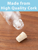 Clear Glass Boston Round Bottle with Cork Stopper Closure (12 Pack)