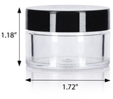 Clear Acrylic Plastic Jar with Black Foam Lined Lid (12 Pack)